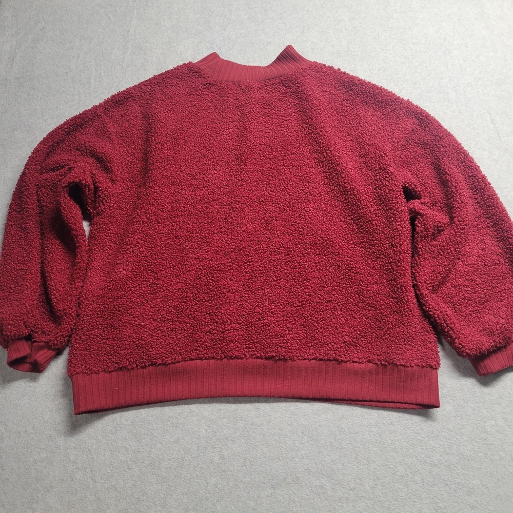 Porridge Anthropologie Burgundy Faux Shearling Mock Neck Pullover Sweater M - Picture 9 of 10